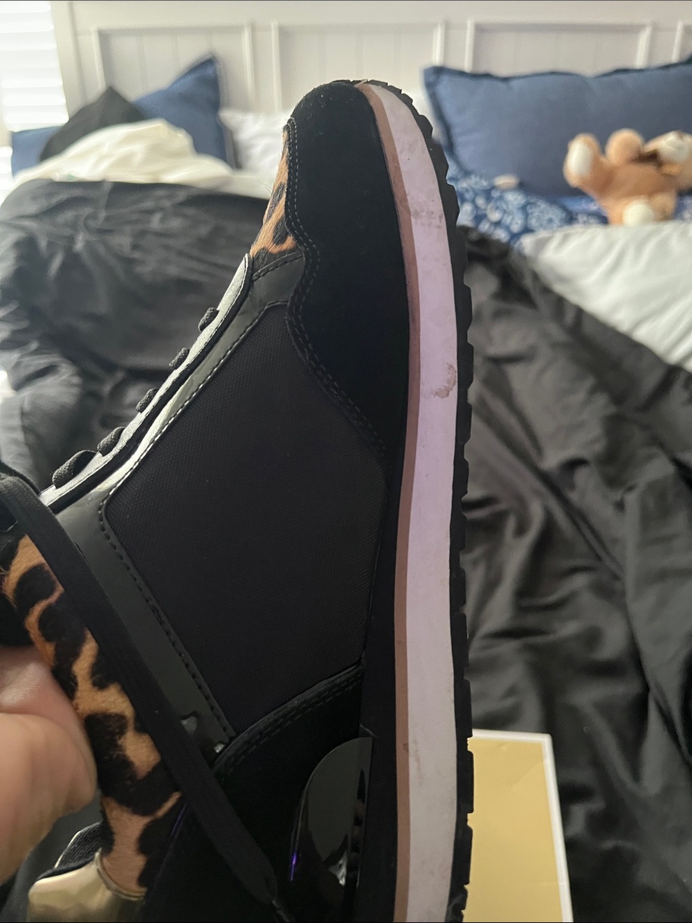 Michael Kors Black and Leopard Print Lace-Up Sneakers - Picture 7 of 7
